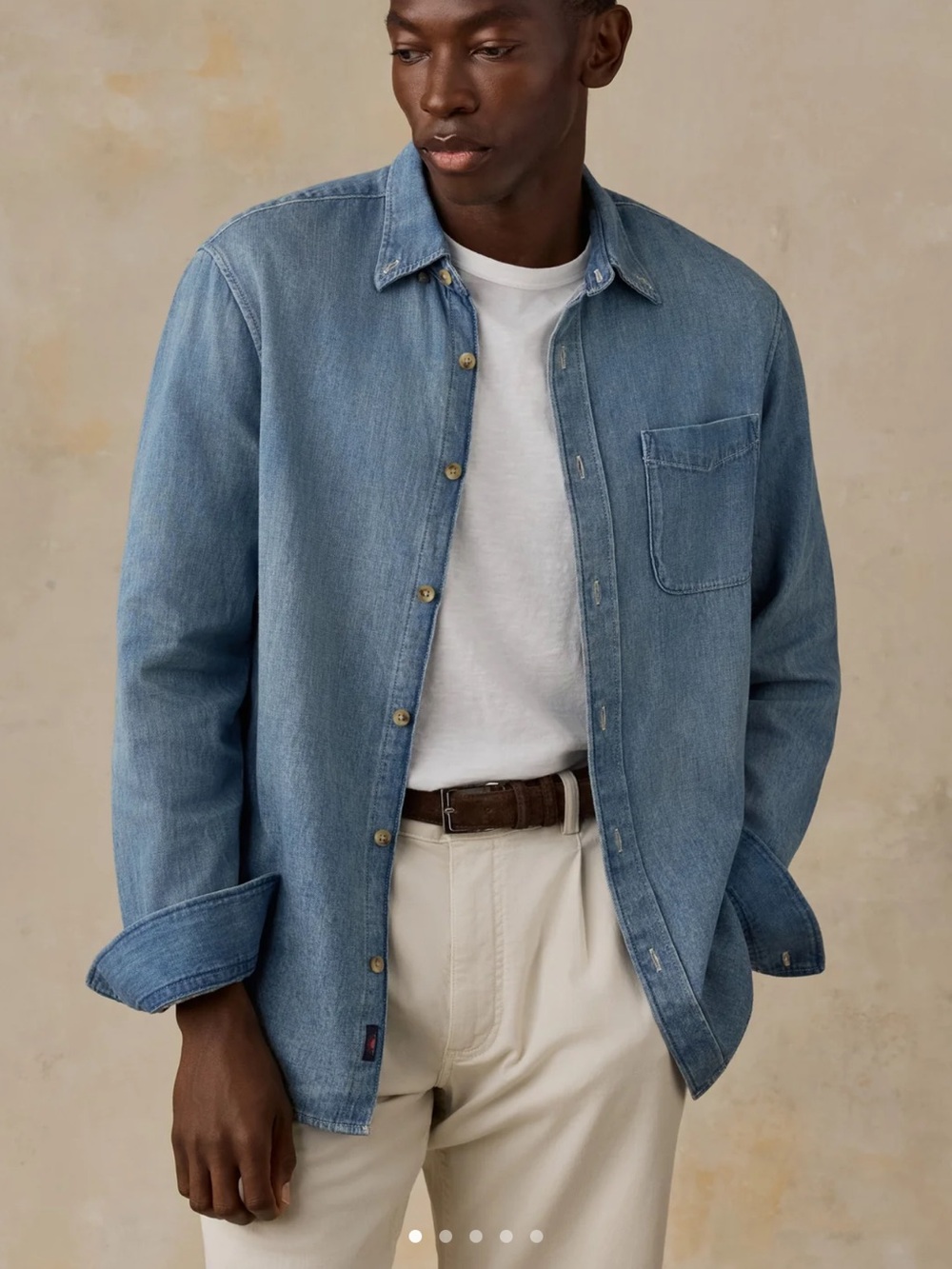 Faherty Light Blue Denim Button-Down Shirt